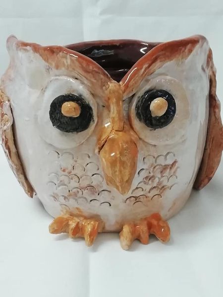 Coiled owl pot