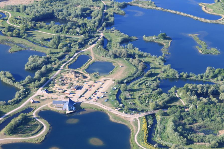An aerial view of Stanwick Lakes.