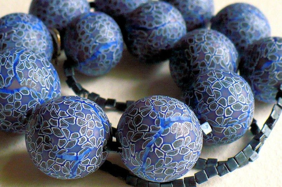 Classic navy and silver beads.