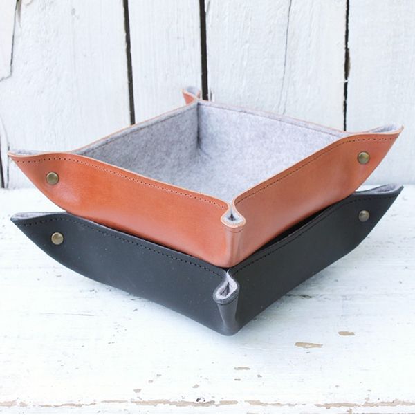 Leather & felt trinket trays