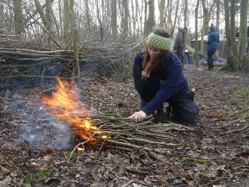 Fire lighting using the V lay