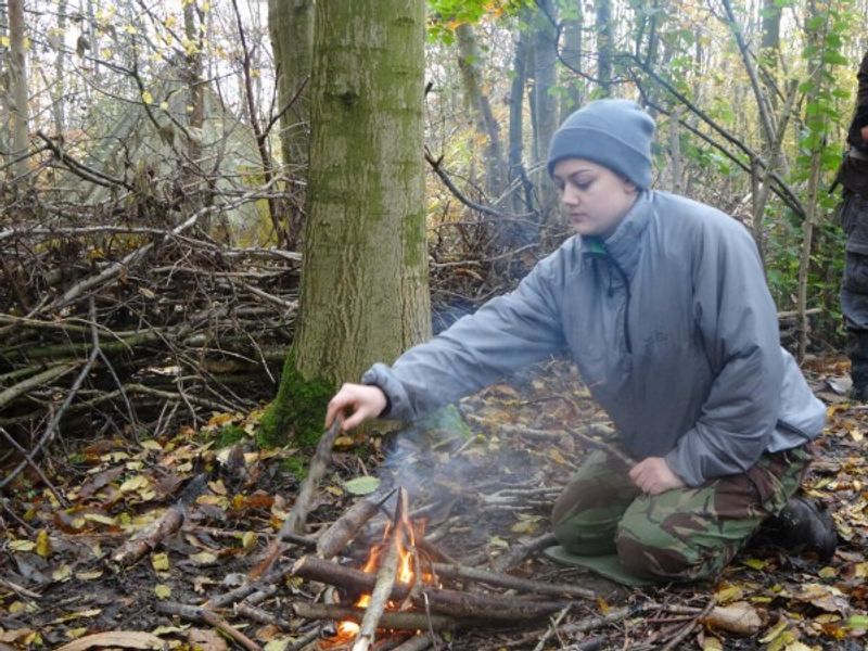 'V' lay method of fire lighting