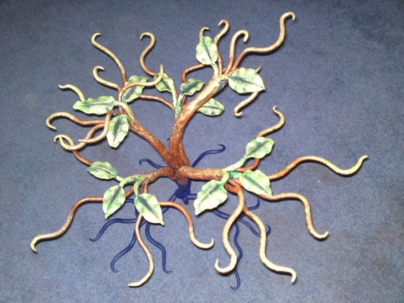 hand forged and painted jewellery tree