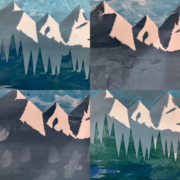 Layered stages of mountain scene