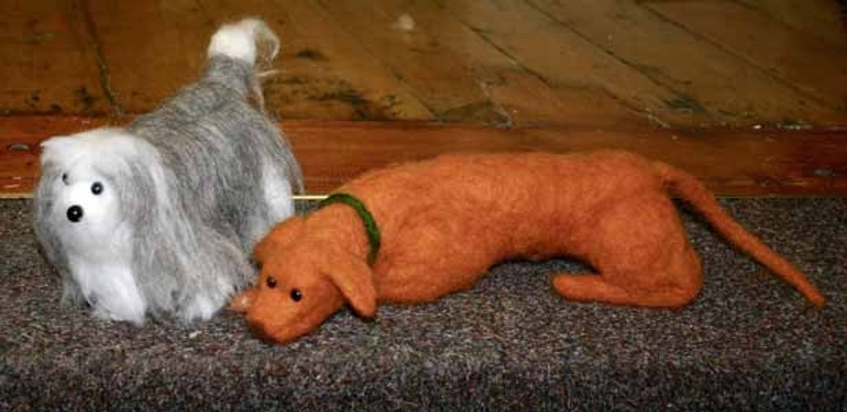 Beginner to needle felting dog made by student