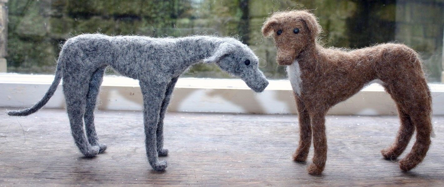 Two felted dogs - students