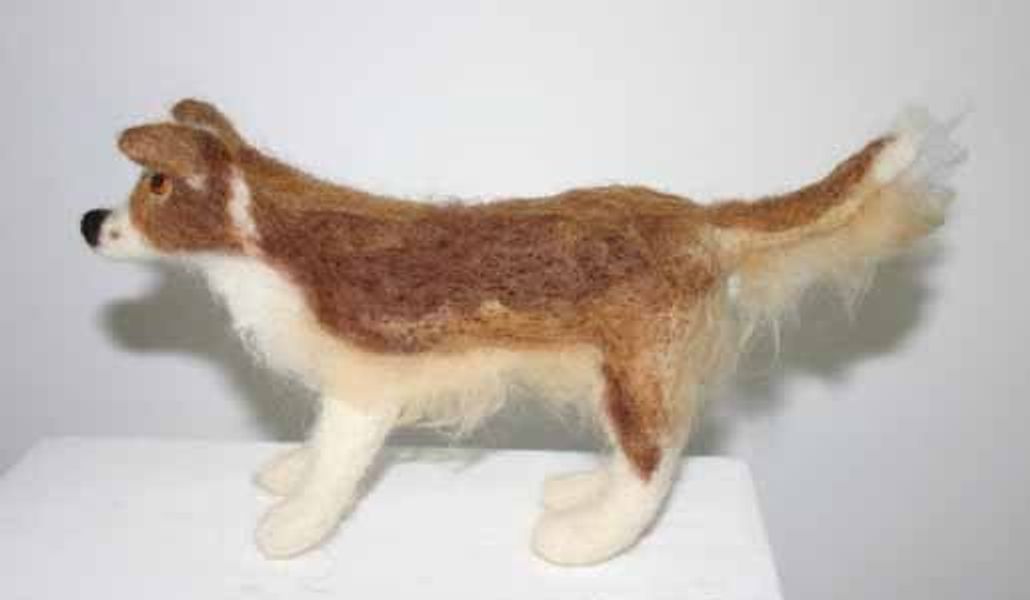 Collie felt dog made by a student