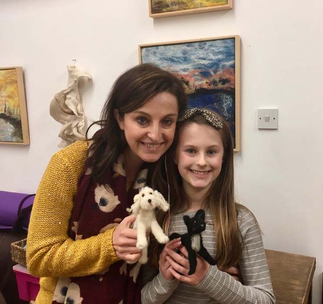 Mum and daughter and thier needle felted creations