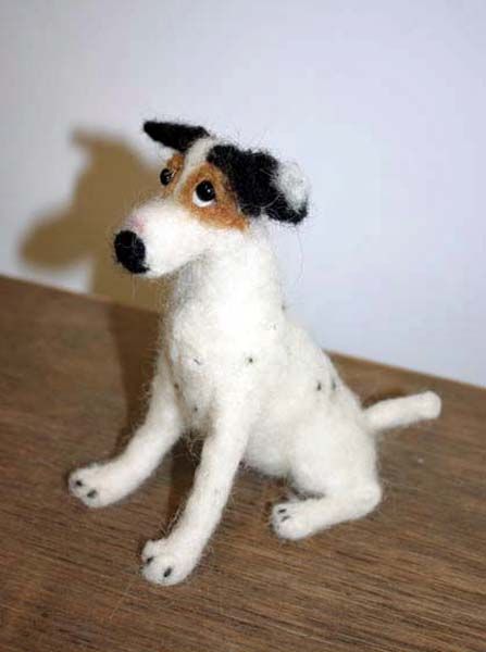 Needle felted dog made by student