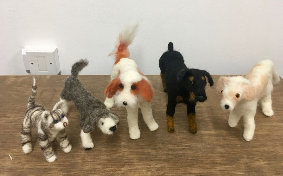 Dogs and cat made by students