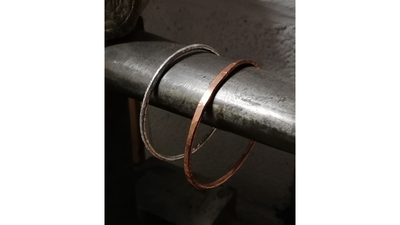 Silver and copper bangles