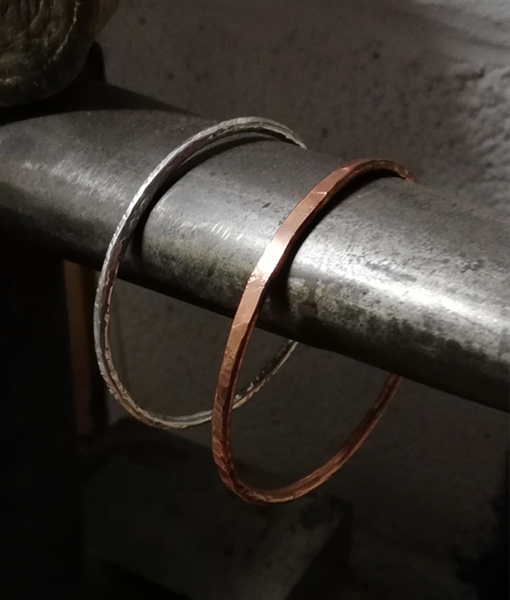 Silver and copper bangles