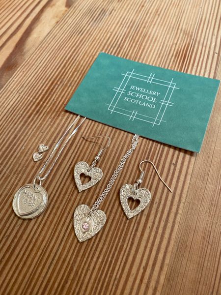 Silver clay pendants made by participants on the beginners course at The Arienas Collective in Edinburgh City Centre