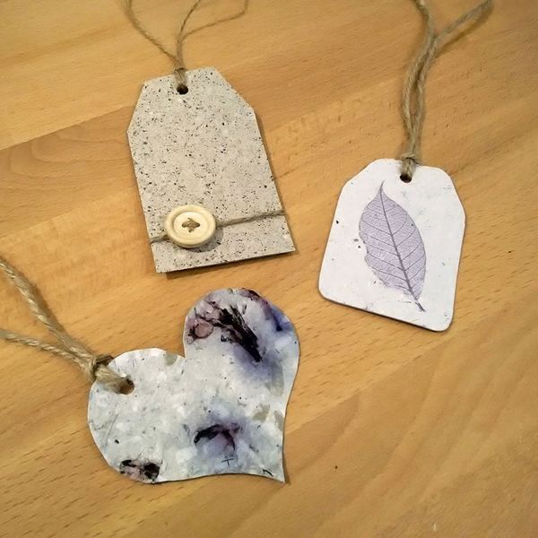 Gift tags made from handmade paper