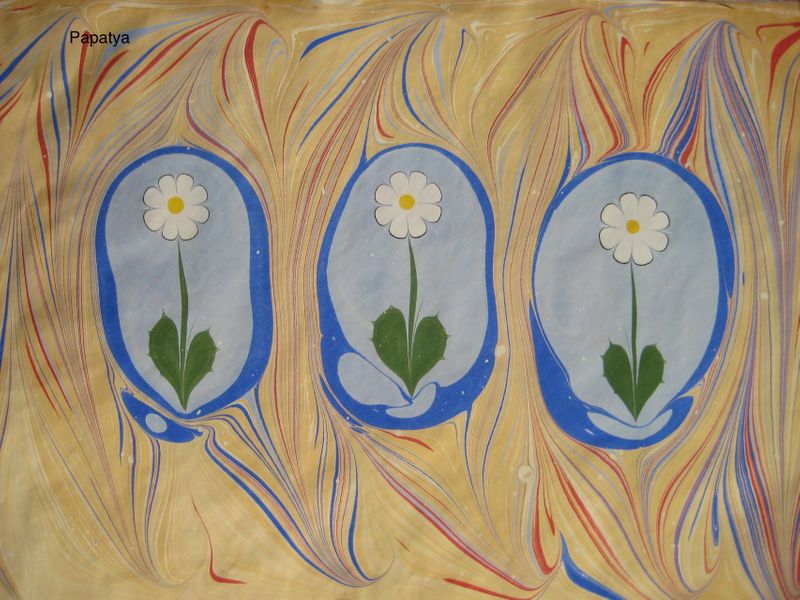 Paper marbling ebru daisies James Mouland