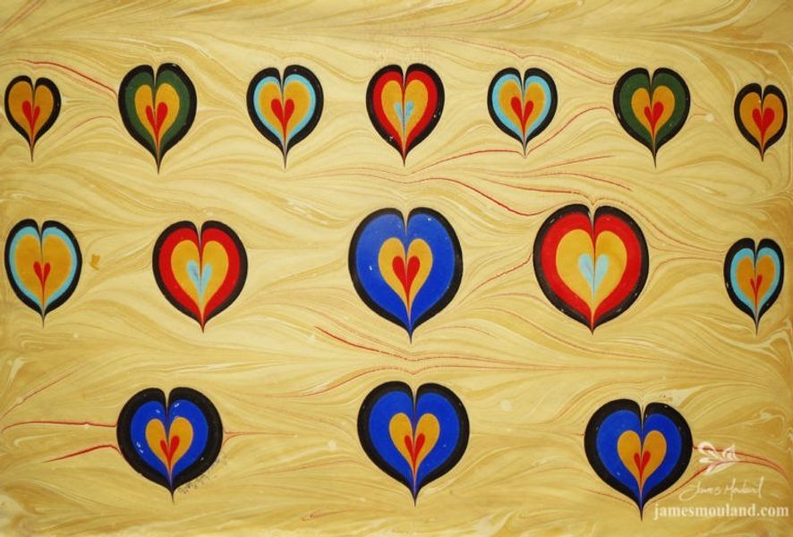 Paper marbling ebru hearts James Mouland