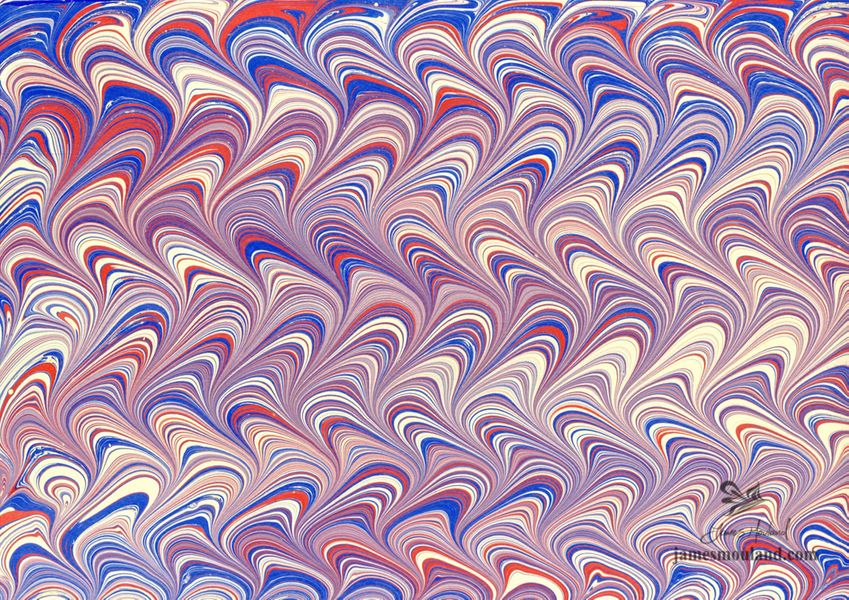 james mouland red white blue comb paper marbling