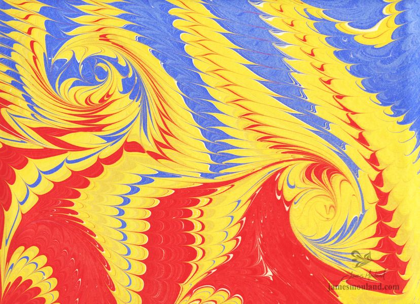james mouland paper marbling comb red blue yellow