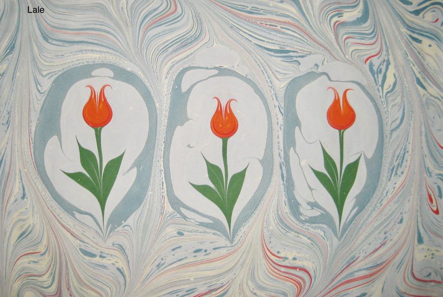 Paper marbling ebru tulips James Mouland