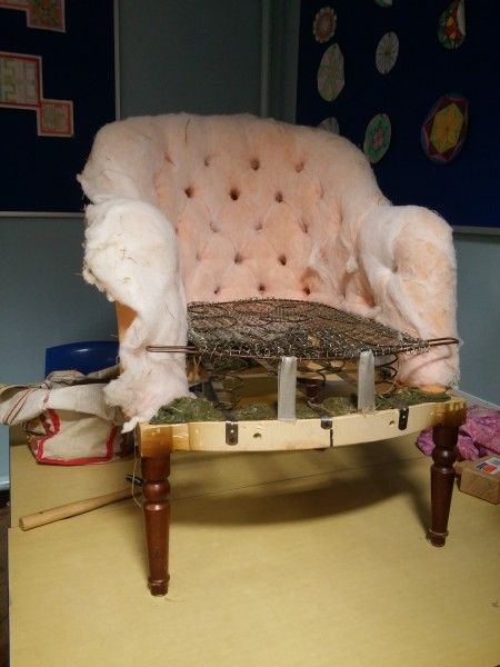 Buttonback spring unit armchair upholstery class with Pippa Clare Upholstery, Hampshire