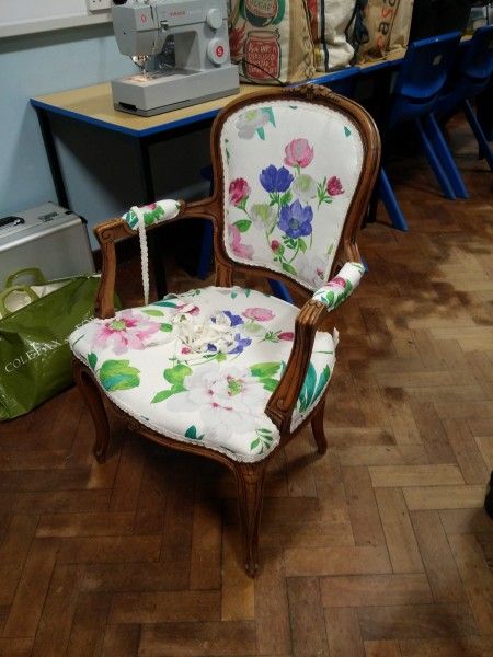 Rococo chair re-upholstered in upholstery class Romsey and Ringwood Hampshire