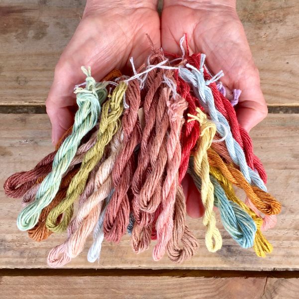 A handful of naturally dyed yarn