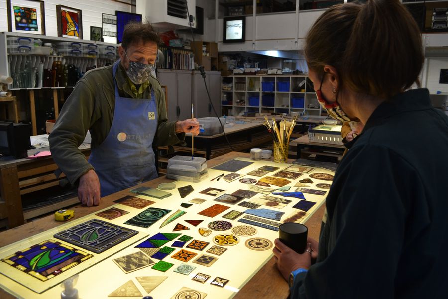 Painting on glass course. Glass Lab Edinburgh. Learn the basis