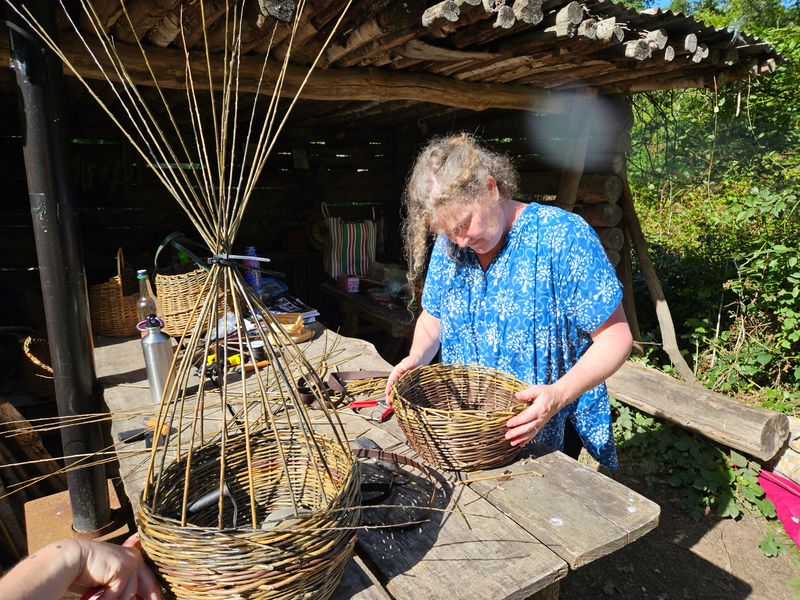 Students weaving at Knowlands woods