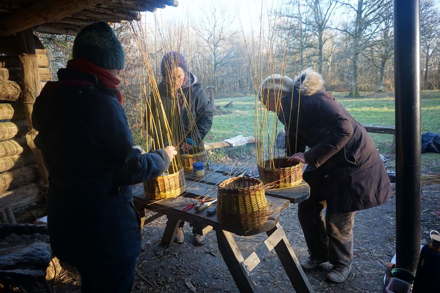 Student weaving at Knowlands Woods