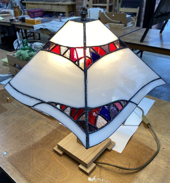 Christine's mosaic lamp.
All materials are supplied, including the base and lamp hardware.