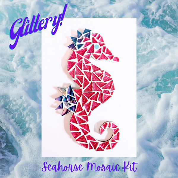 Glittering seahorse mosaic