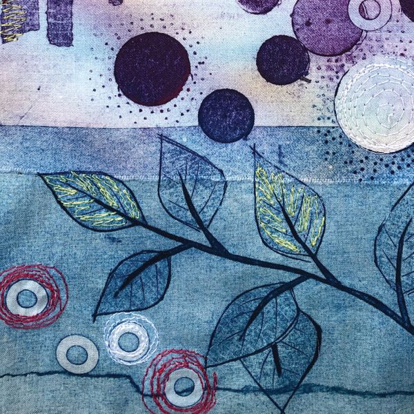 Stitched collagraph print