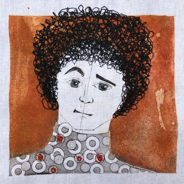 Stitched collagraph print