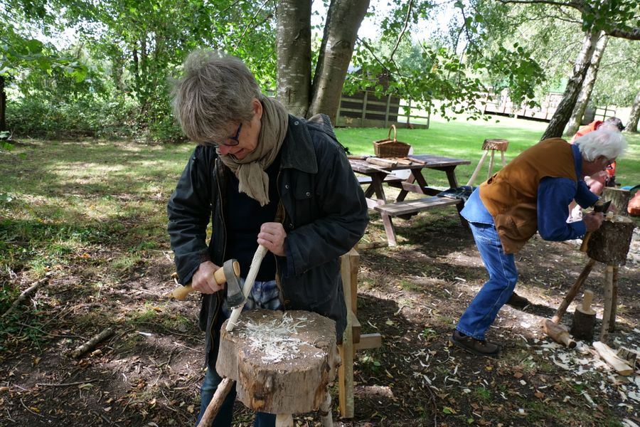Hewing a spoon blank at Hill End