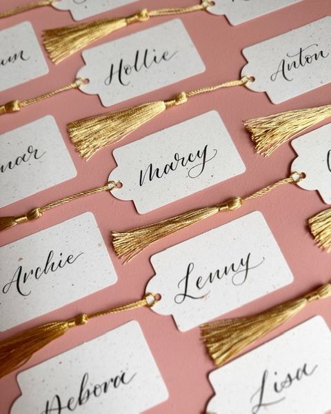 Pointed pen calligraphy labels 