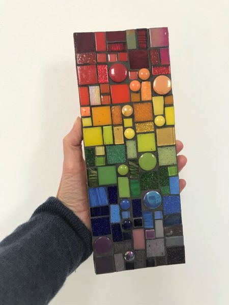 Rainbow Mosaic Wall Art completed
