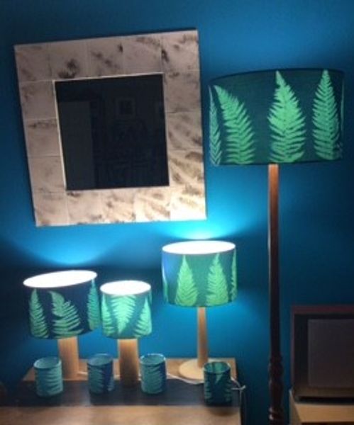 Sun printed on green cotton lamp shade