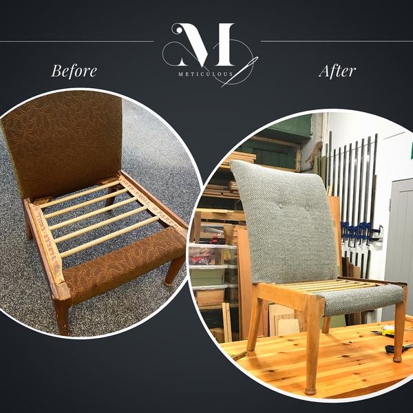 A learner's Parker Knoll nursing or side chair - before & after reupholstery