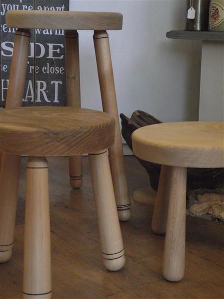 Three-legged stools and side tables