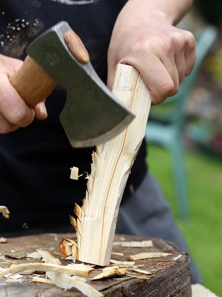 Learn safe axe techniques and try out a range of axes - including those from Bison, Prandi, Wood tools, Gransfors, Hans Karlsson and Kalthoff.
