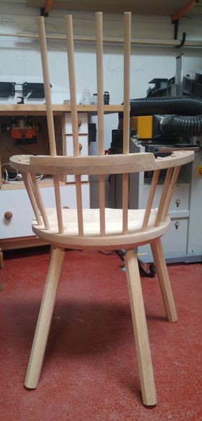 Rear view of chair in progress