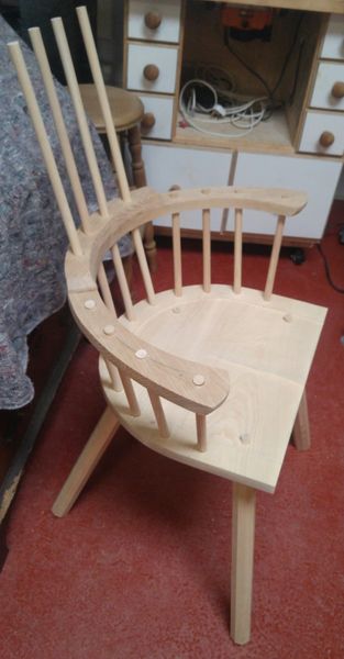 Side view of chair build in progress