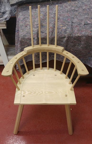 Front view of chair build in progress