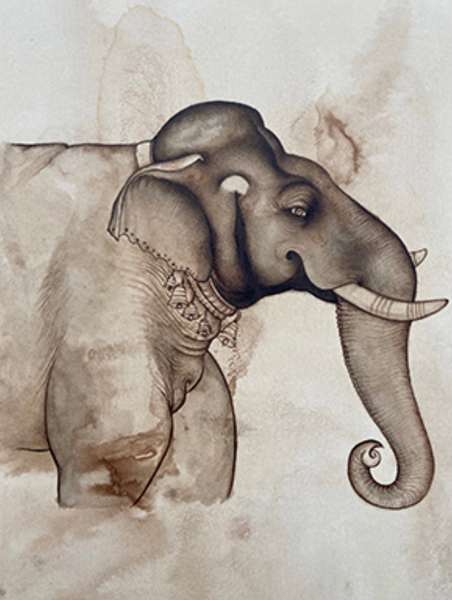 Indian Miniature Painting Elephants by Samantha Buckley