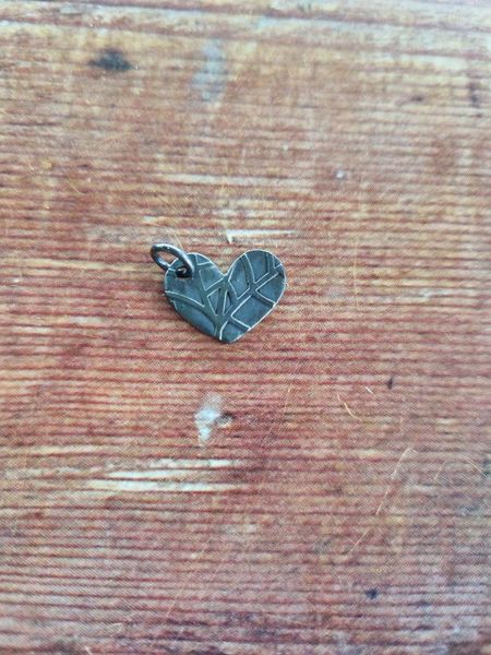Silver clay textured heart 