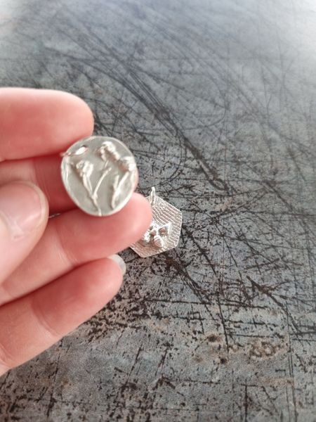 Botanical textures in silver clay