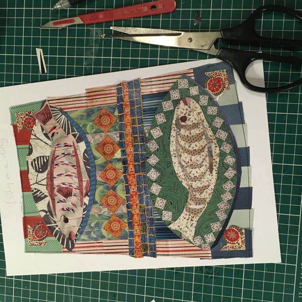 Paper artwork for the Fishy on a Dishy paper lampshade 