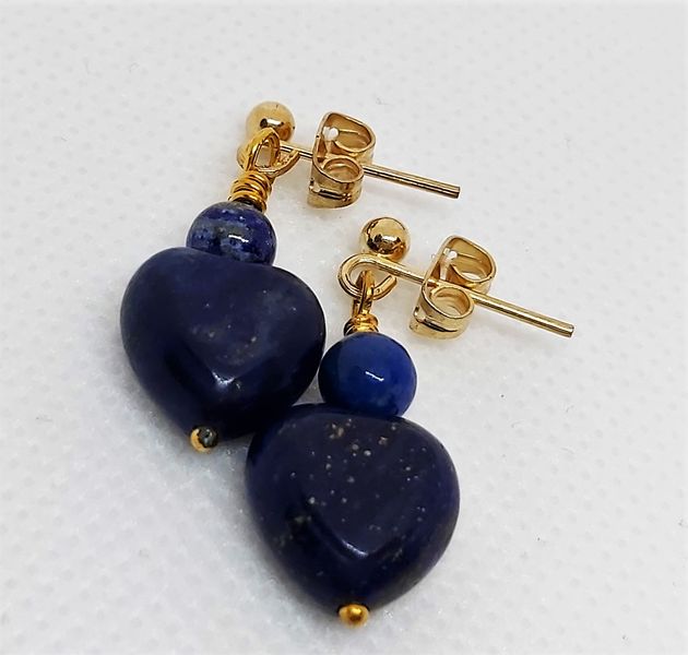 ♥ Lapis Lazuli Earrings with Gold Plate ♥ 