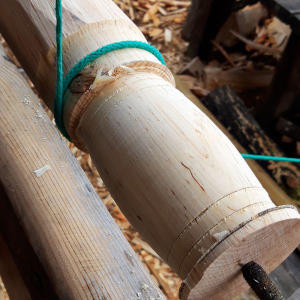 A barrel design tumbler being created