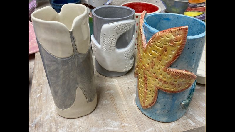 Beginners' glazed slab pots